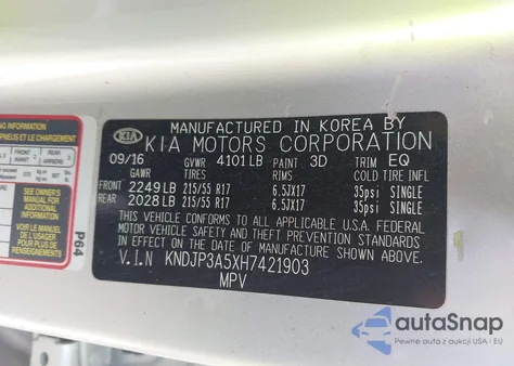 2017 Kia Soul + z USA, uszkodzony, nr VIN KNDJP3A5XH7421903